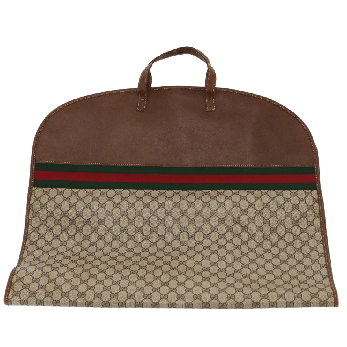 GUCCI GG Supreme Web Sherry Line Garment Cover PVC Beige Brown gold 87103