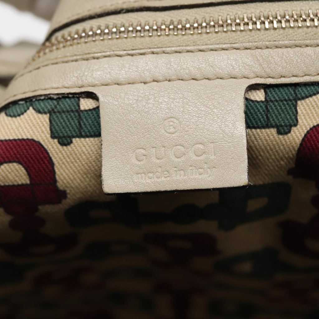 GUCCI GG Canvas Guccissima bamboo Shoulder Bag Leather White Gold 87104