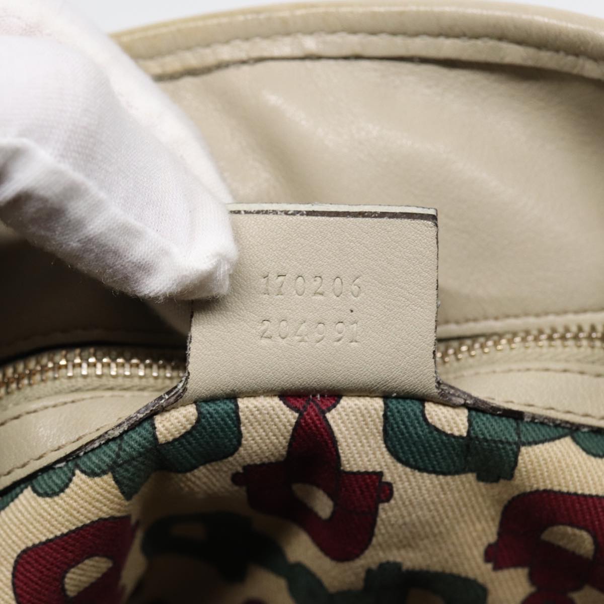 GUCCI GG Canvas Guccissima bamboo Shoulder Bag Leather White Gold 87104