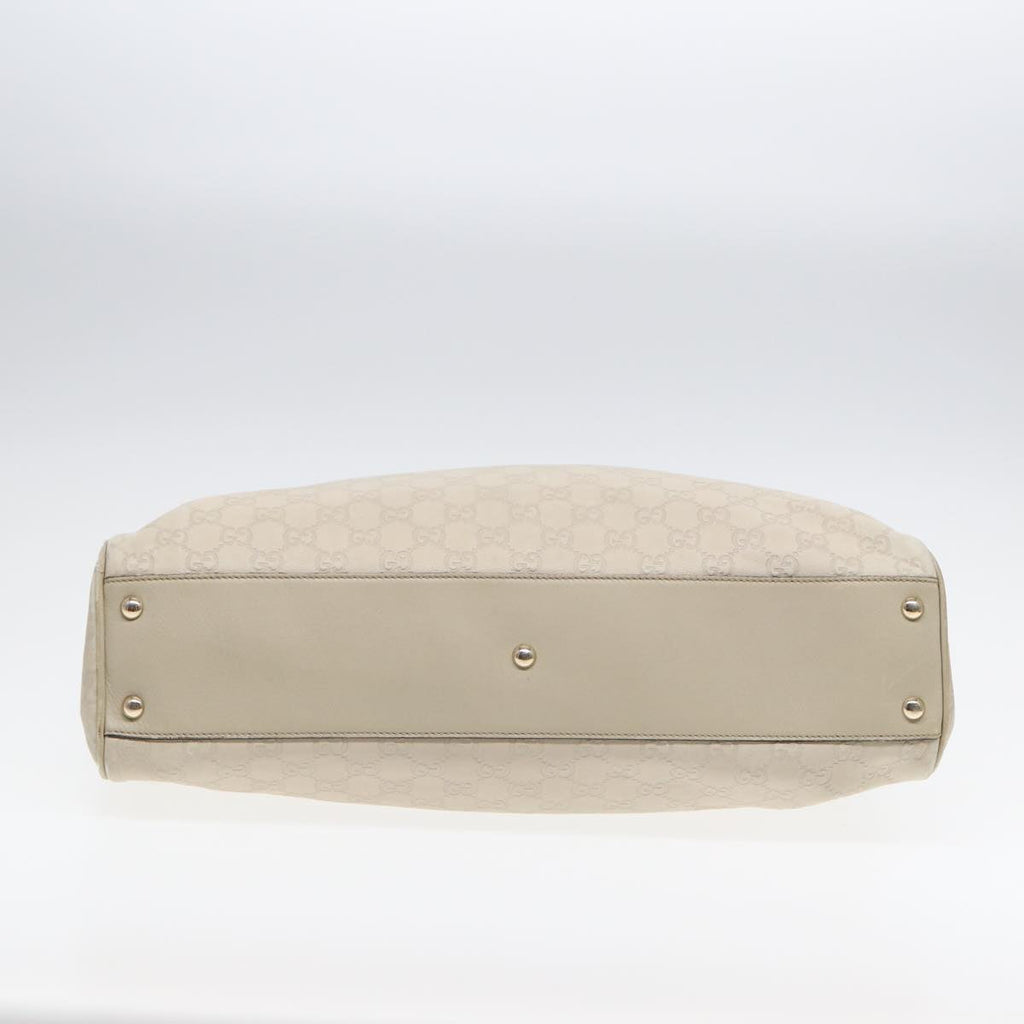 GUCCI GG Canvas Guccissima bamboo Shoulder Bag Leather White Gold 87104