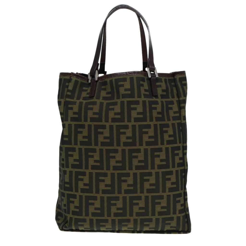 FENDI Zucca Canvas Tote Bag Brown Black Silver 87107
