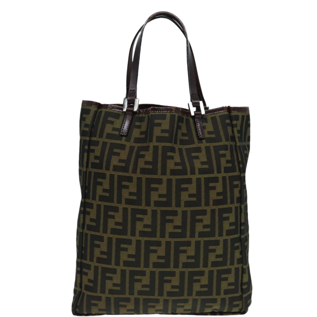 FENDI Zucca Canvas Tote Bag Brown Black Silver 87107