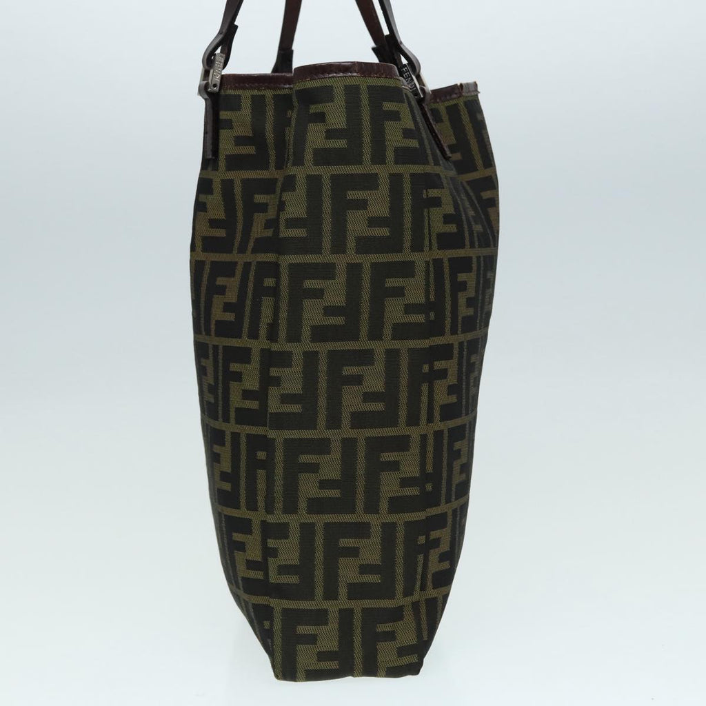 FENDI Zucca Canvas Tote Bag Brown Black Silver 87107