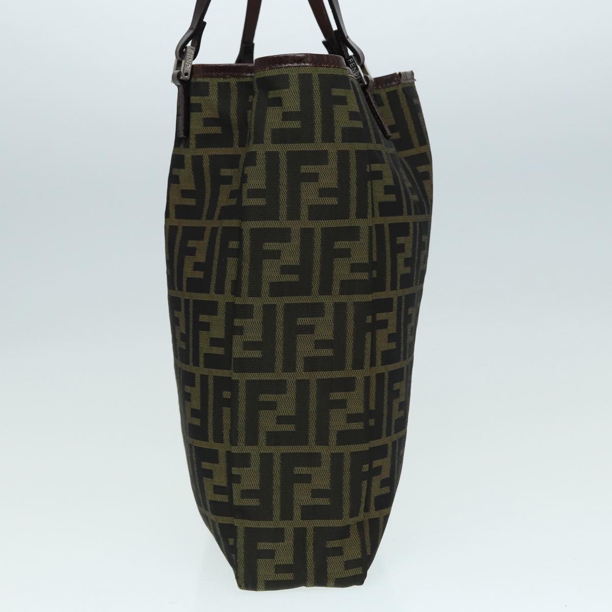 FENDI Zucca Canvas Tote Bag Brown Black Silver 87107
