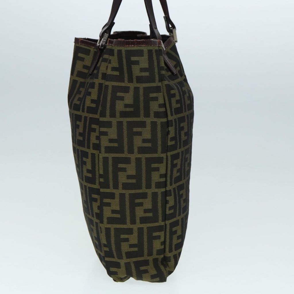 FENDI Zucca Canvas Tote Bag Brown Black Silver 87107