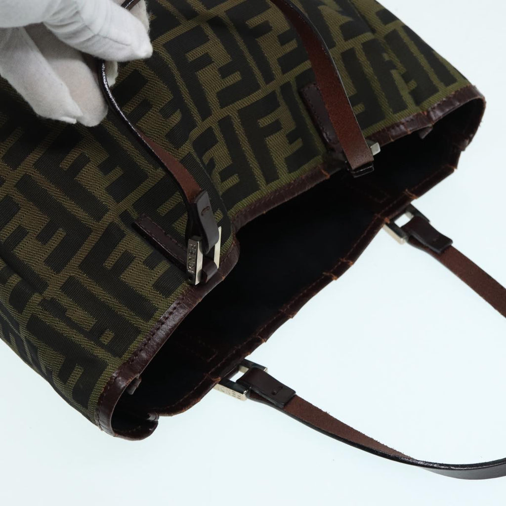FENDI Zucca Canvas Tote Bag Brown Black Silver 87107
