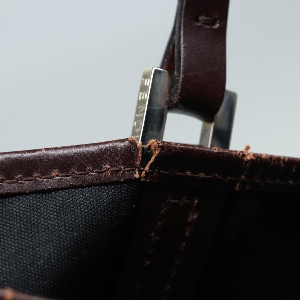 FENDI Zucca Canvas Tote Bag Brown Black Silver 87107