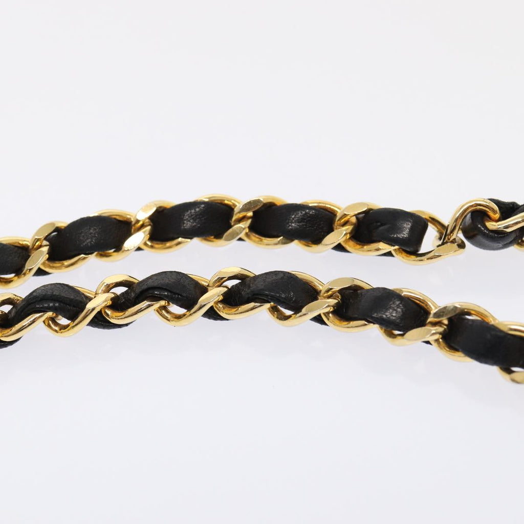 CHANEL Matelasse Turn Lock Chain Hand Bag Lamb Skin Black Gold CC 87124A