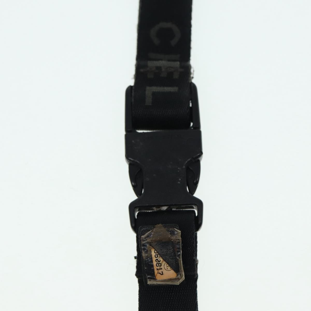 CHANEL Neck Strap Nylon Black Silver CC 87128