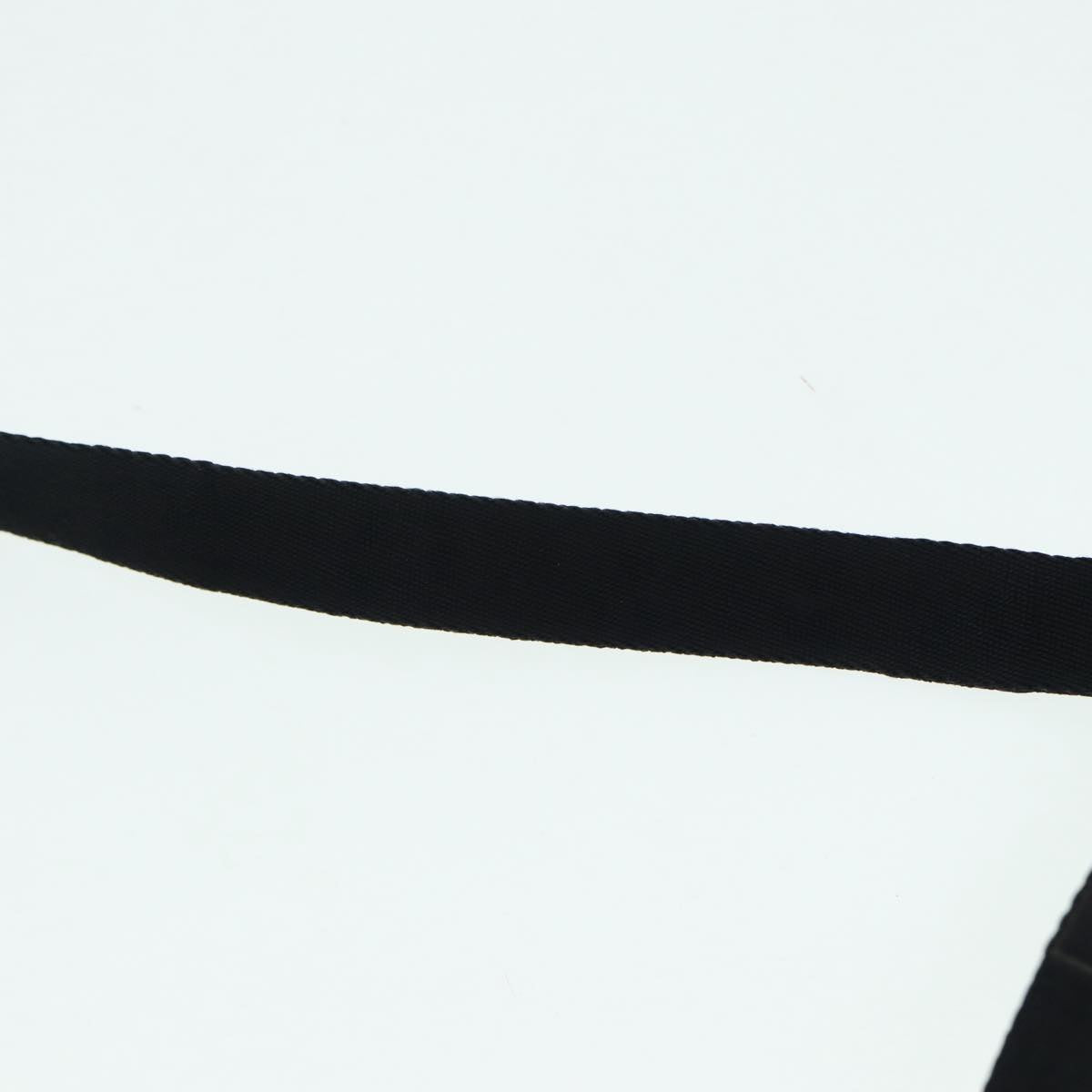 CHANEL Neck Strap Nylon Black Silver CC 87128