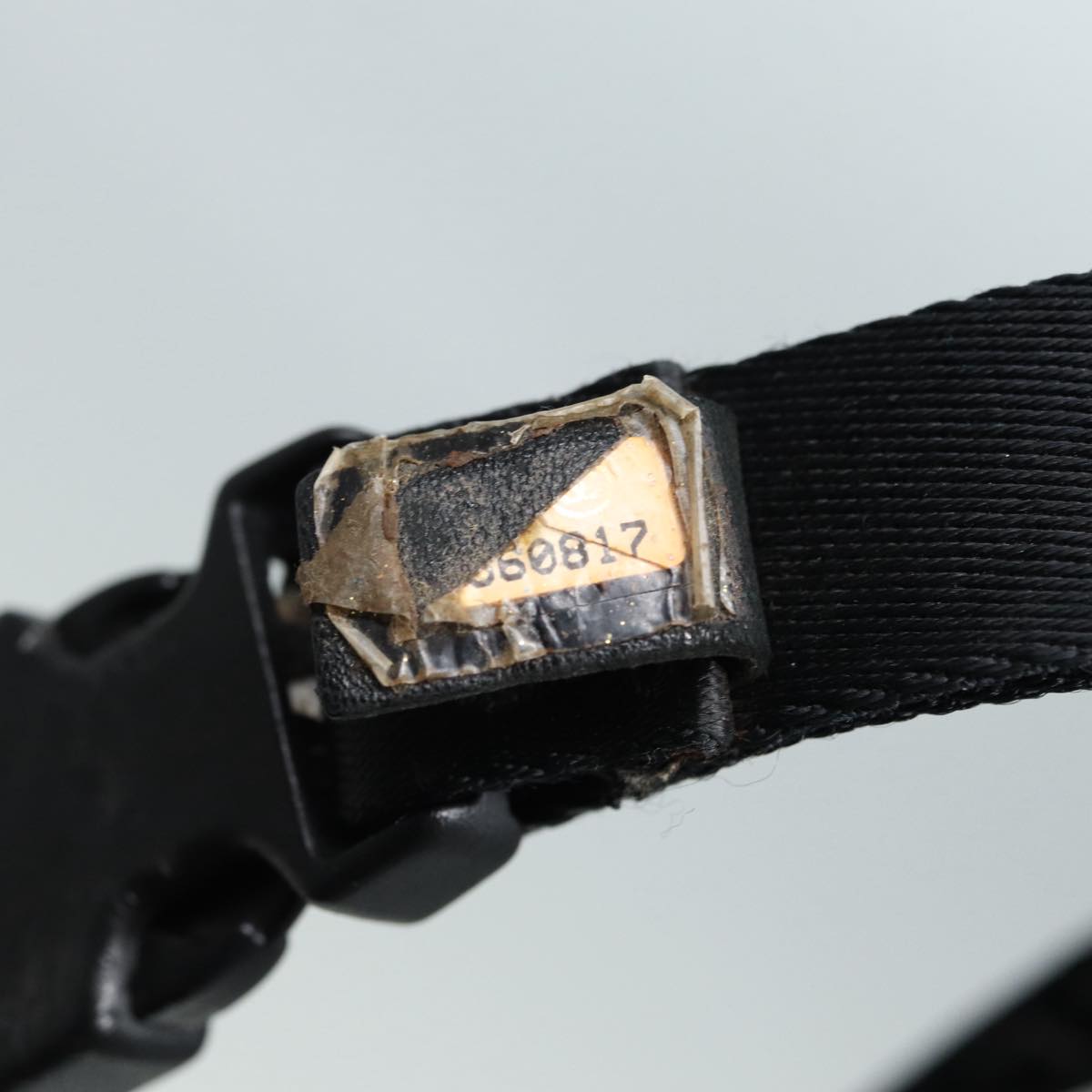 CHANEL Neck Strap Nylon Black Silver CC 87128