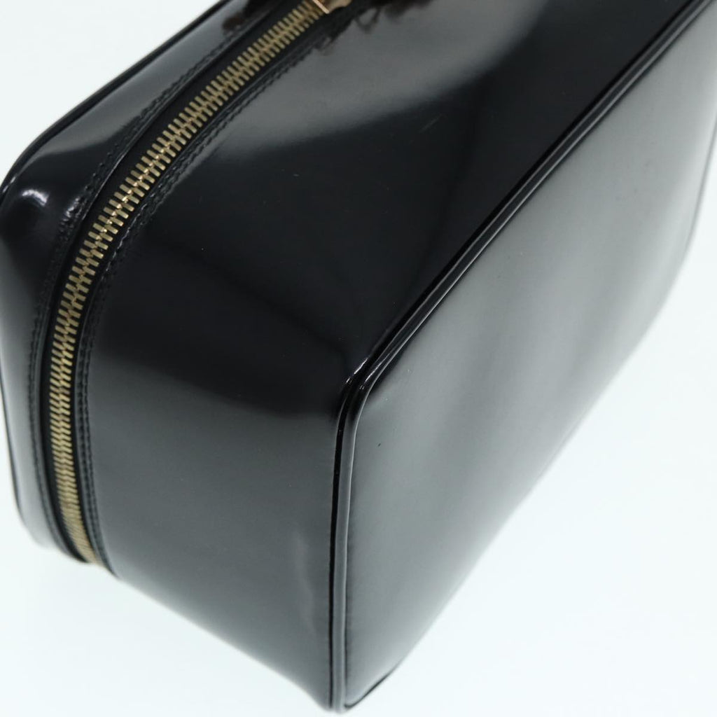 GUCCI Bamboo Vanity Hand Bag Patent leather Black Gold 032 1956 0150 87139