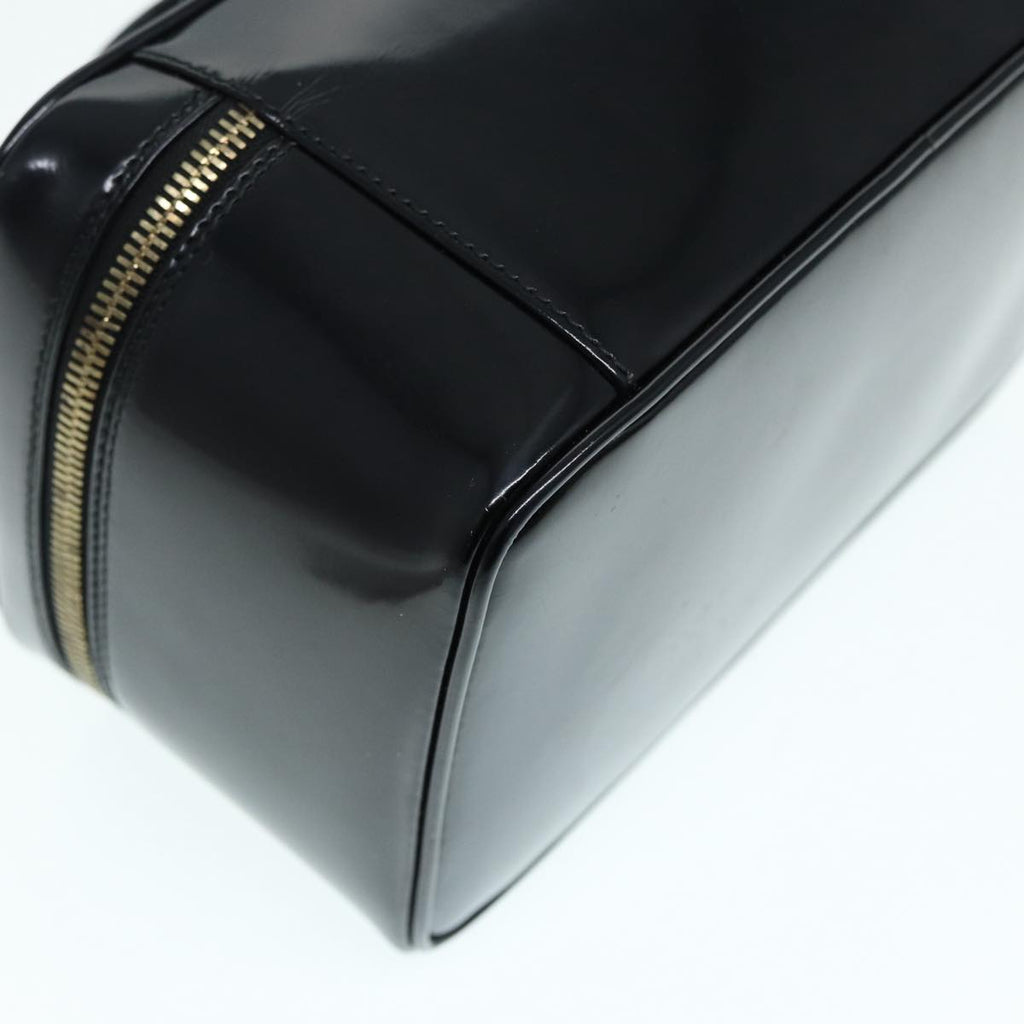 GUCCI Bamboo Vanity Hand Bag Patent leather Black Gold 032 1956 0150 87139