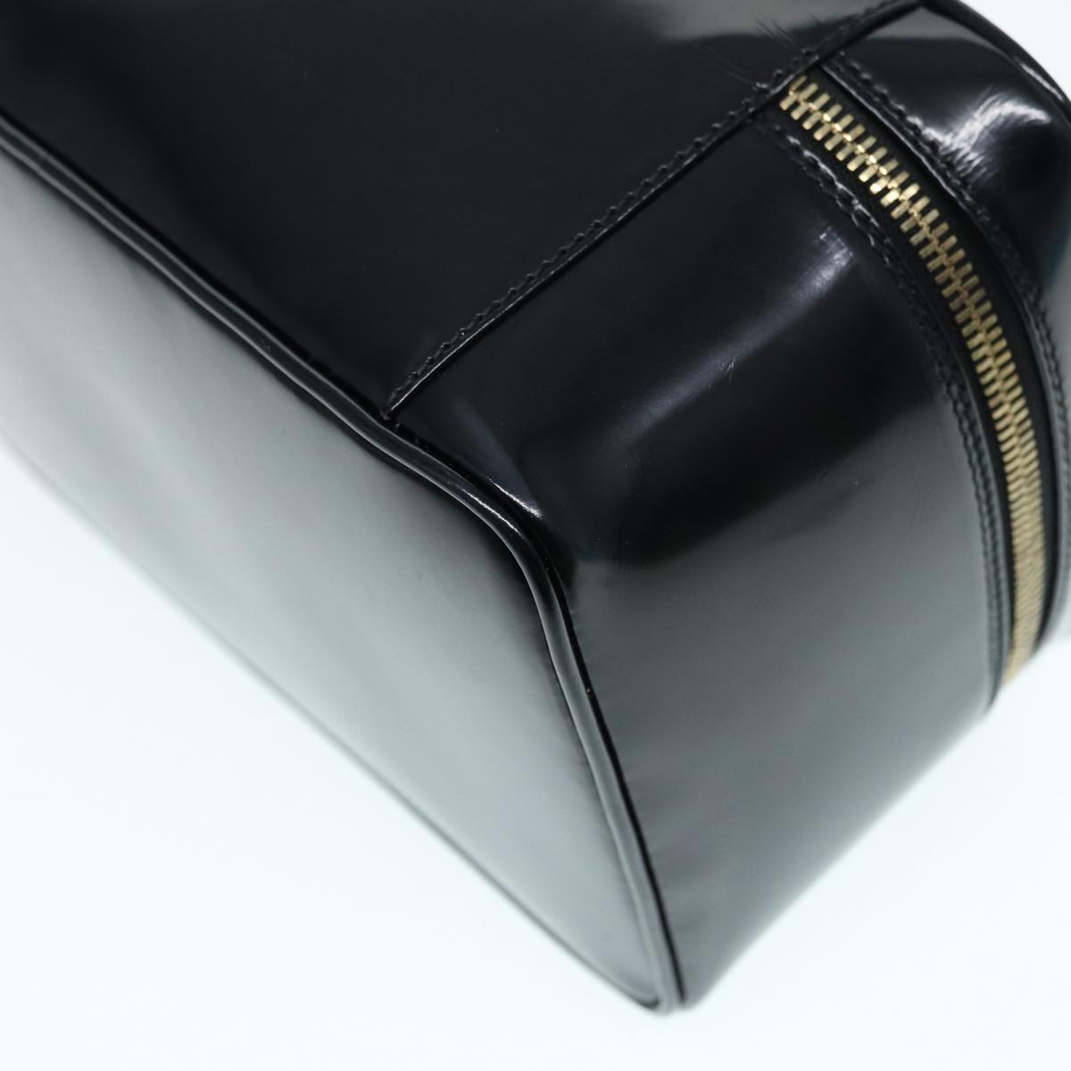 GUCCI Bamboo Vanity Hand Bag Patent leather Black Gold 032 1956 0150 87139