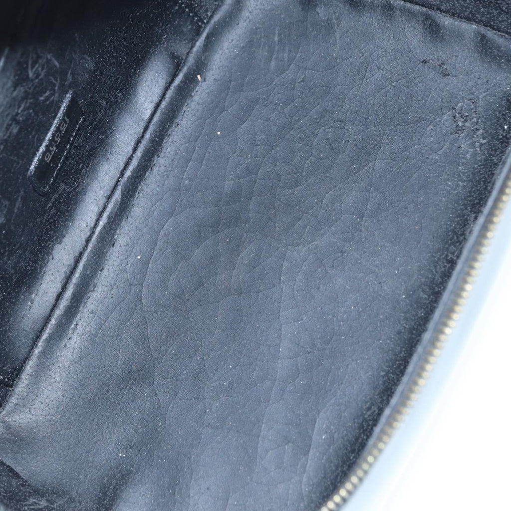 GUCCI Bamboo Vanity Hand Bag Patent leather Black Gold 032 1956 0150 87139
