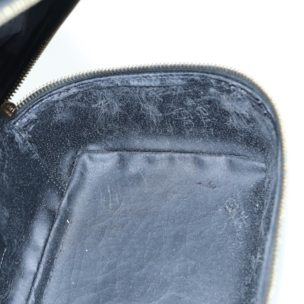 GUCCI Bamboo Vanity Hand Bag Patent leather Black Gold 032 1956 0150 87139