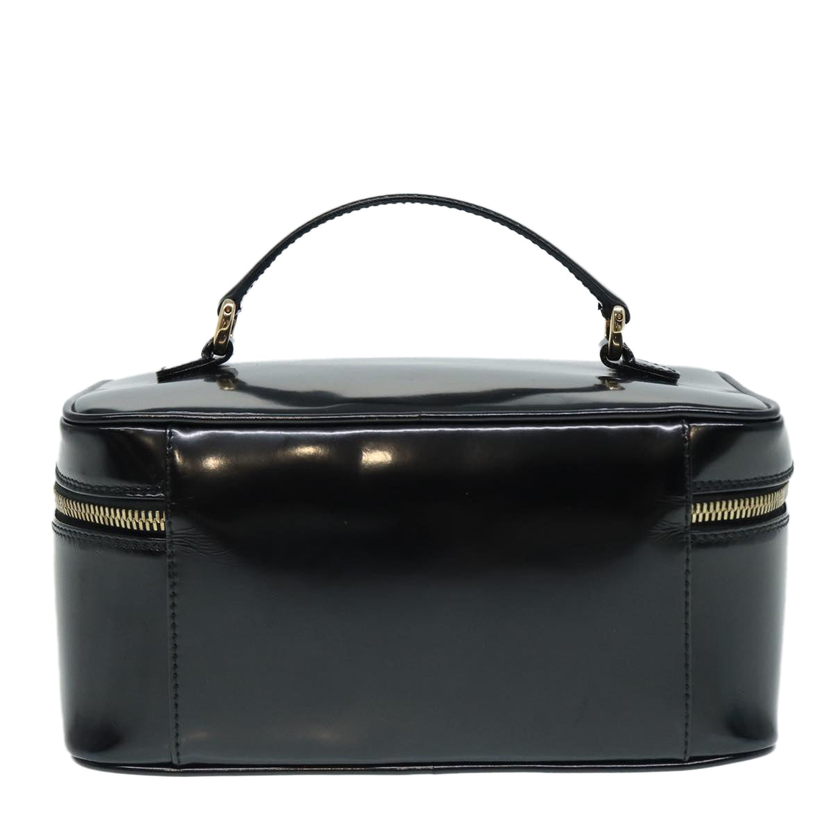 GUCCI Bamboo Vanity Hand Bag Patent leather Black Gold 032 1956 0150 87139