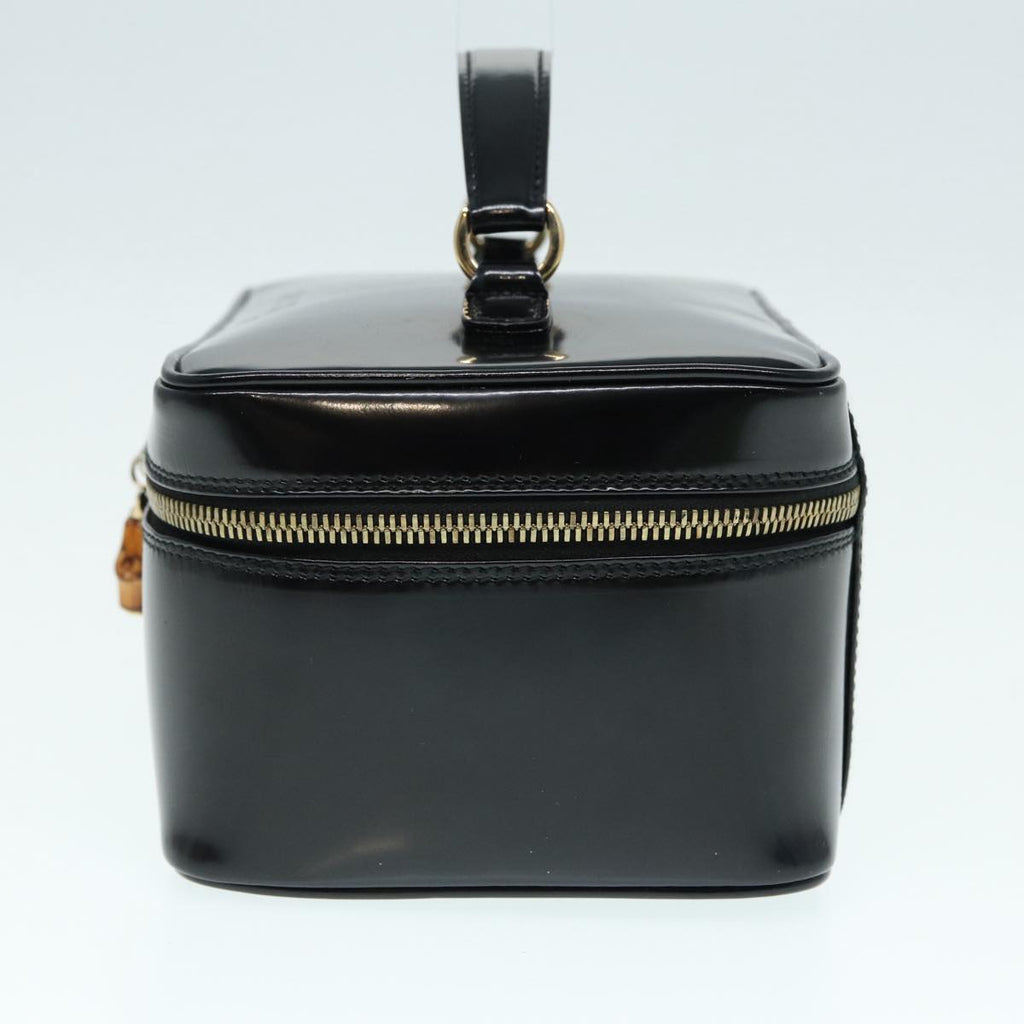 GUCCI Bamboo Vanity Hand Bag Patent leather Black Gold 032 1956 0150 87139