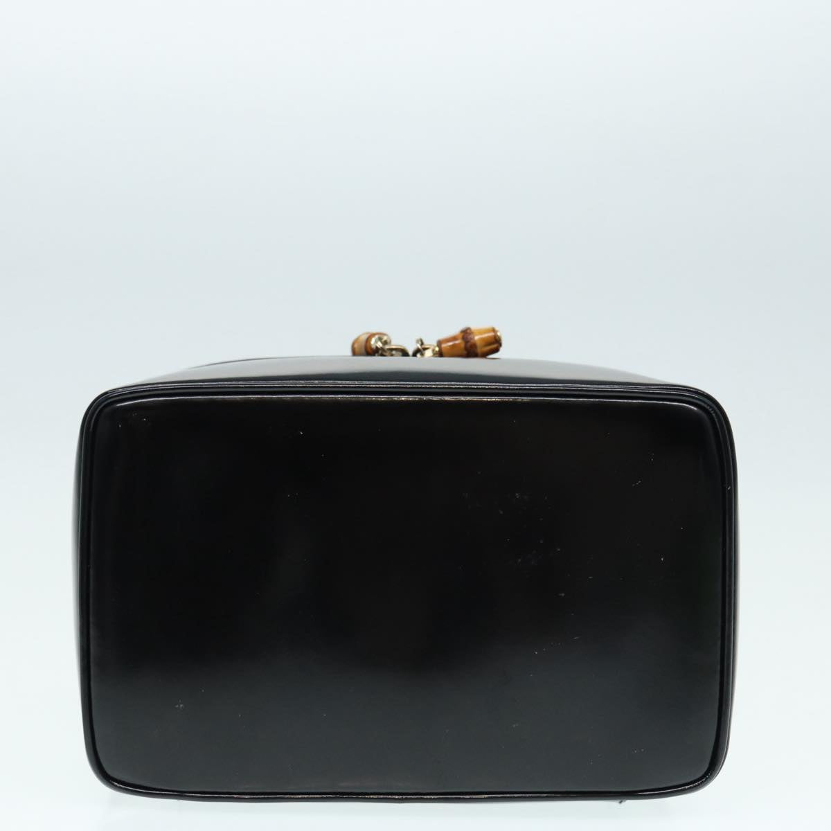 GUCCI Bamboo Vanity Hand Bag Patent leather Black Gold 032 1956 0150 87139