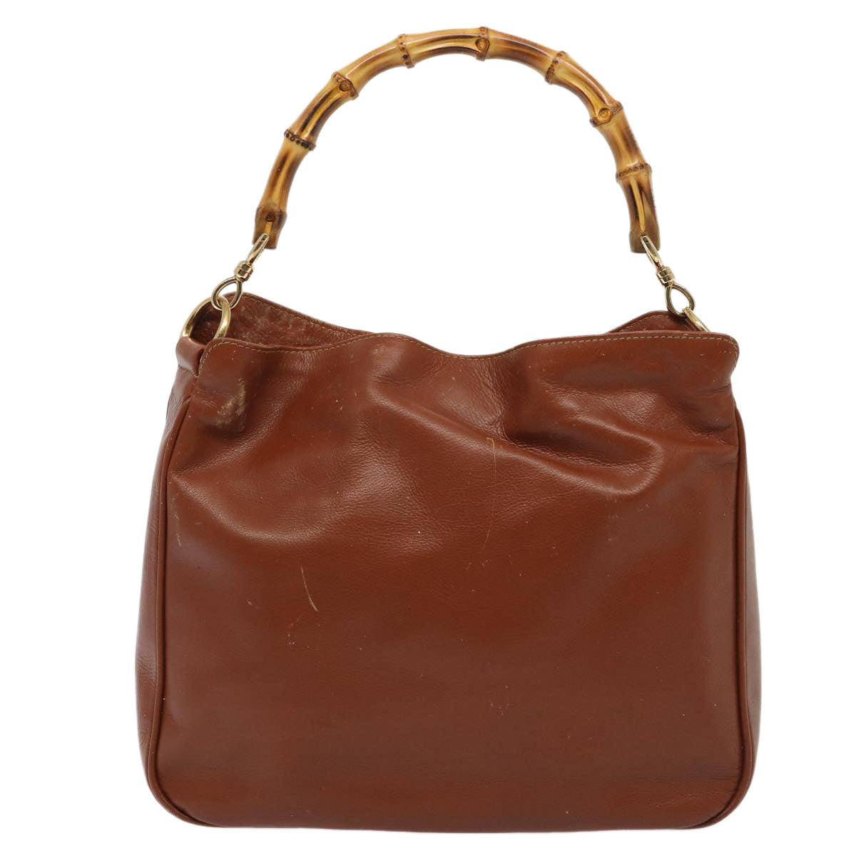 GUCCI Bamboo Hand Bag Leather 2way Brown Gold 001 1638 2615 87155