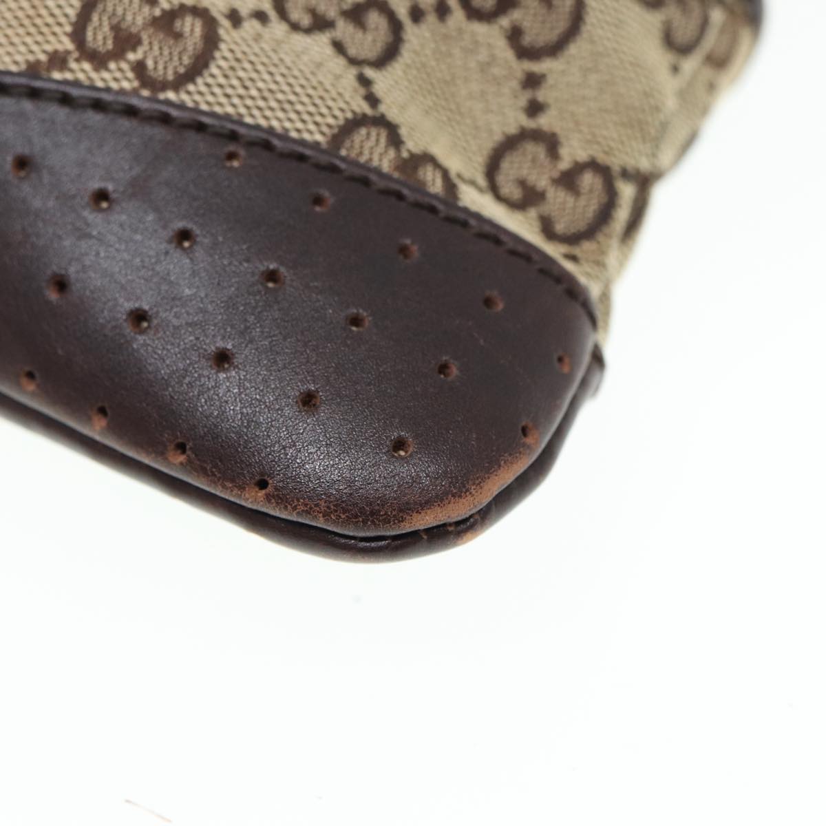 GUCCI GG Canvas Shoulder Bag Beige Brown Silver 147671 87163