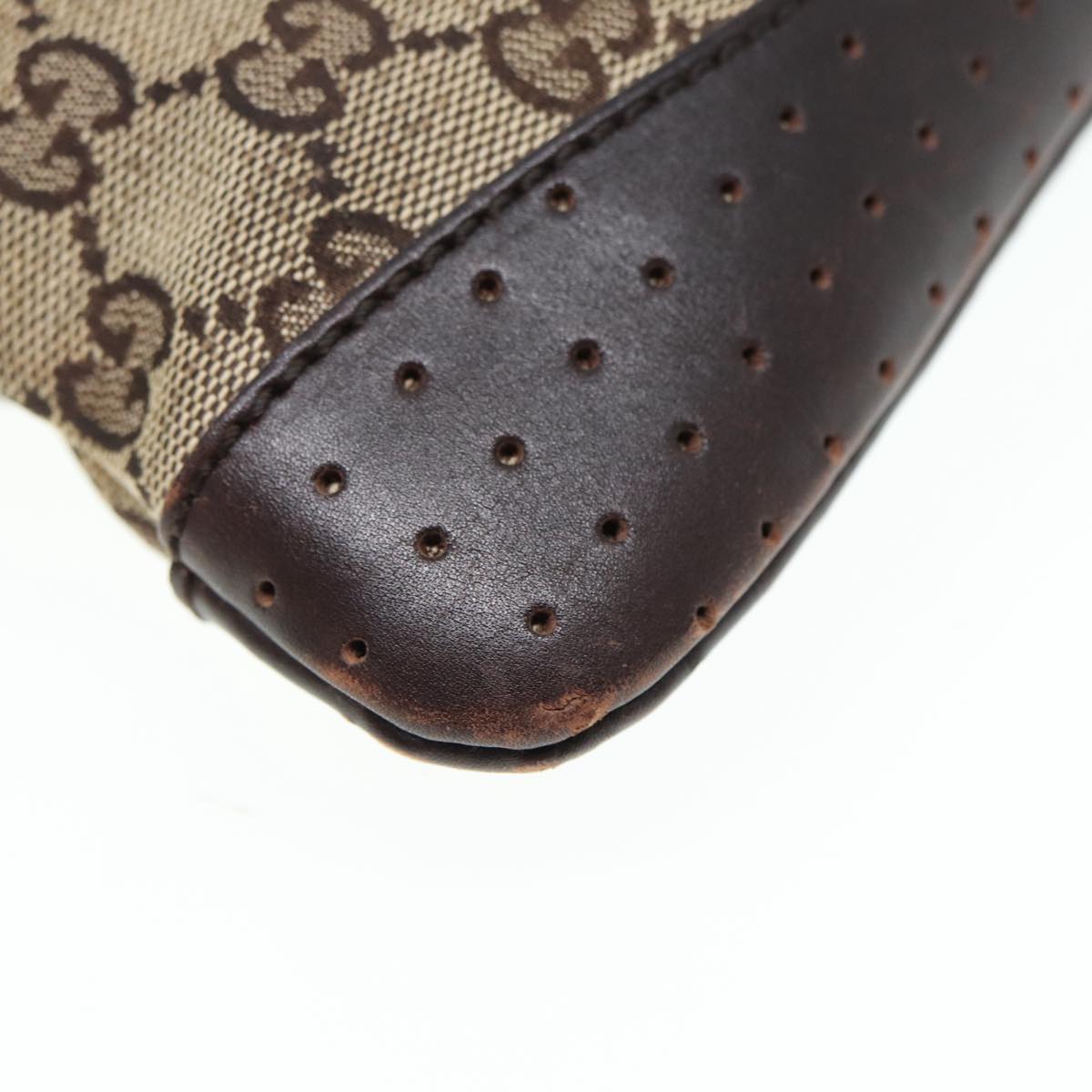 GUCCI GG Canvas Shoulder Bag Beige Brown Silver 147671 87163