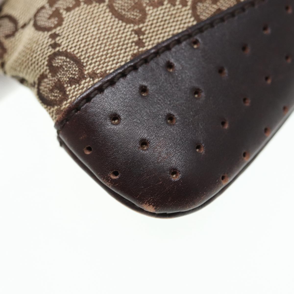 GUCCI GG Canvas Shoulder Bag Beige Brown Silver 147671 87163