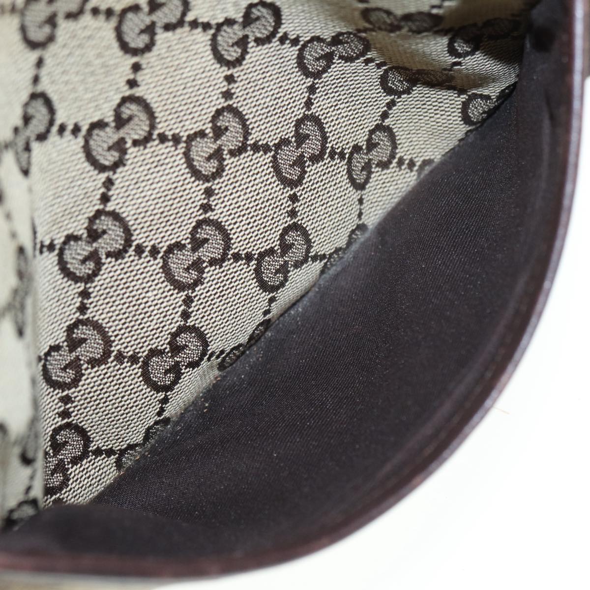 GUCCI GG Canvas Shoulder Bag Beige Brown Silver 147671 87163