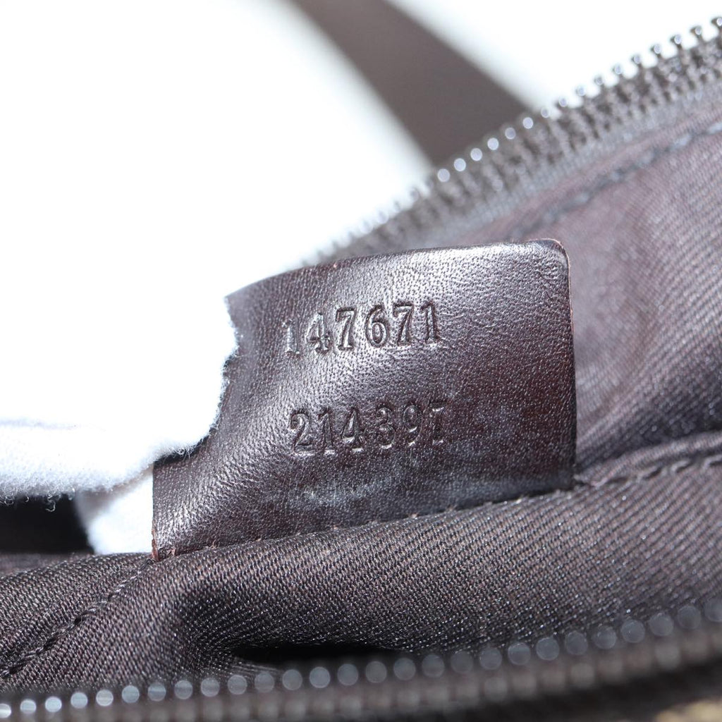 GUCCI GG Canvas Shoulder Bag Beige Brown Silver 147671 87163