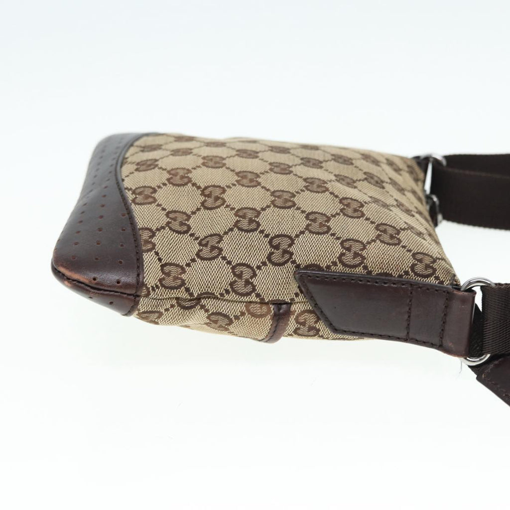 GUCCI GG Canvas Shoulder Bag Beige Brown Silver 147671 87163