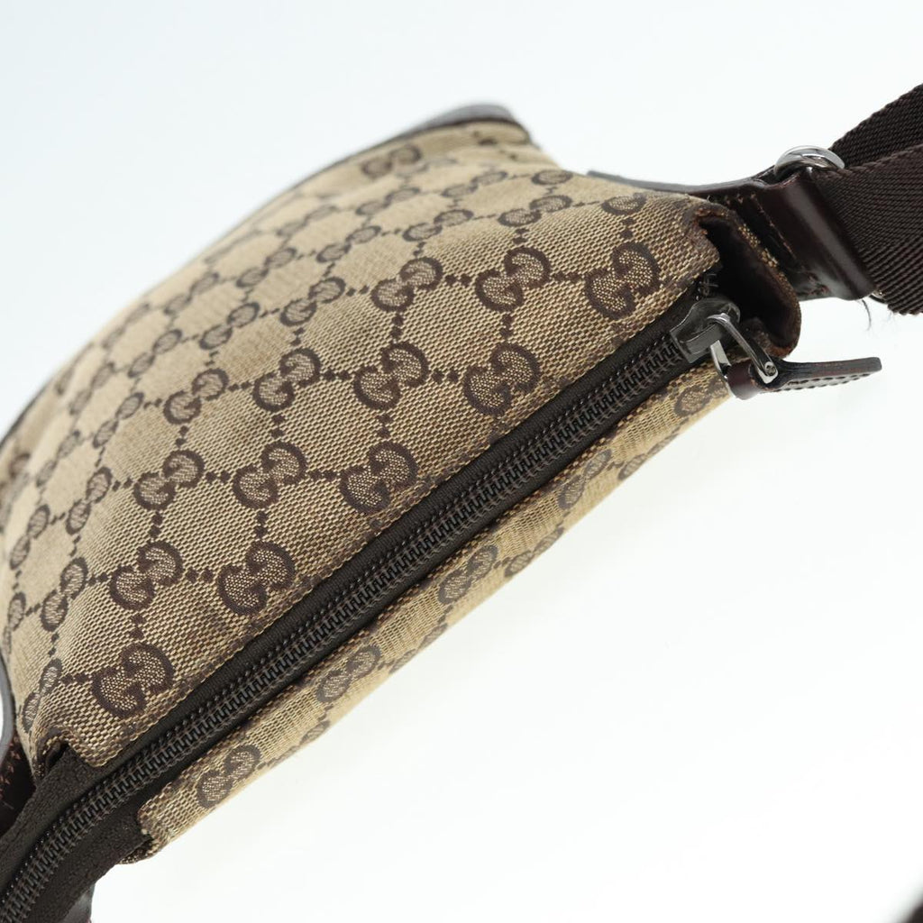 GUCCI GG Canvas Shoulder Bag Beige Brown Silver 147671 87163