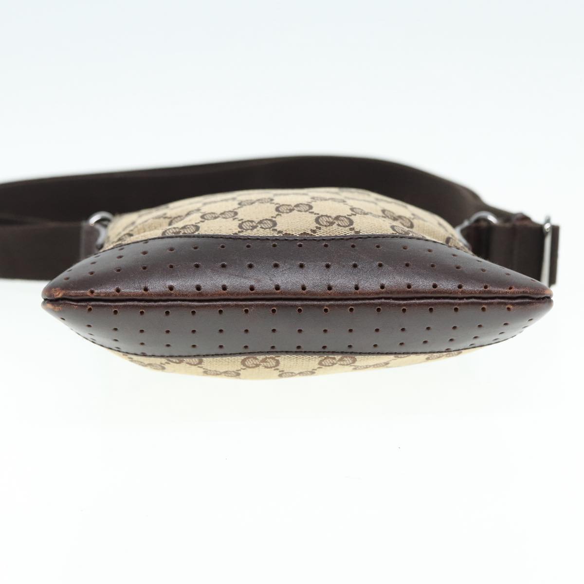 GUCCI GG Canvas Shoulder Bag Beige Brown Silver 147671 87163
