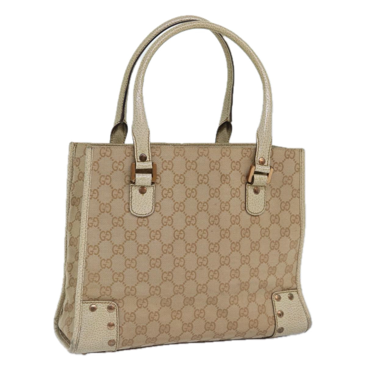 GUCCI GG Canvas Hand Bag Beige 124260 87164