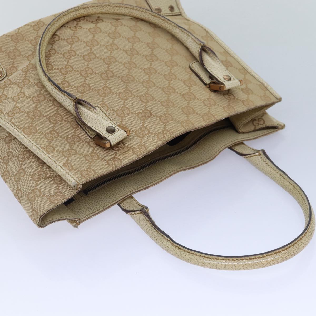 GUCCI GG Canvas Hand Bag Beige 124260 87164