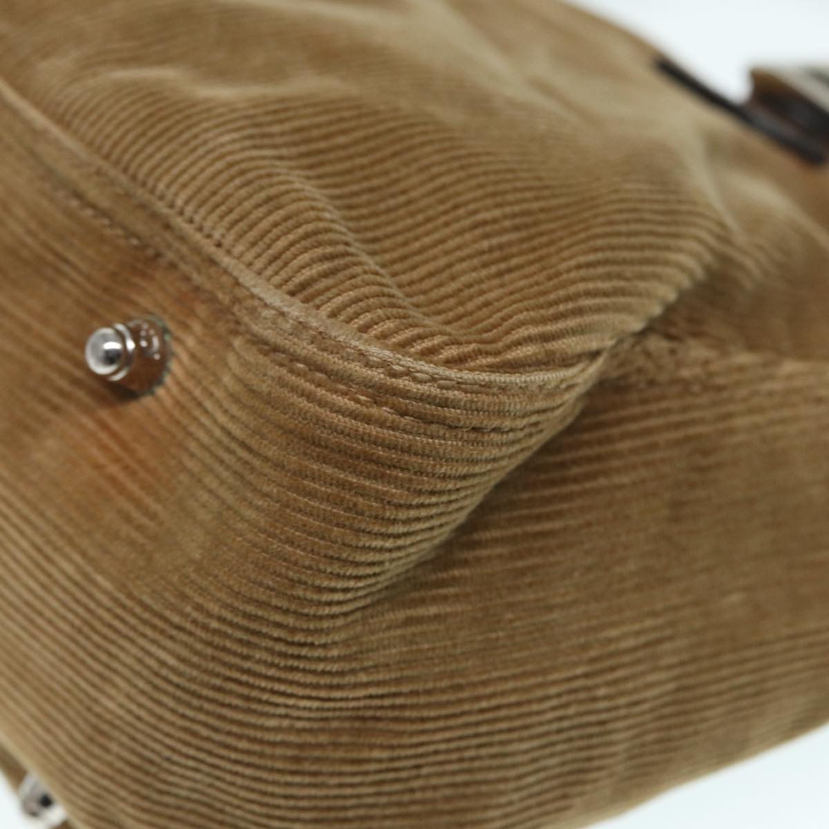 FENDI Hand Bag Corduroy Brown 87167