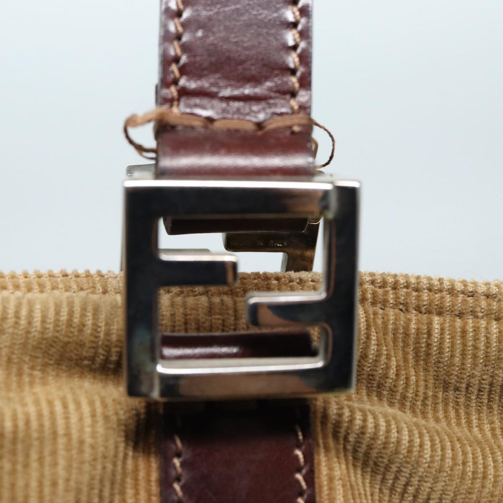 FENDI Hand Bag Corduroy Brown 87167