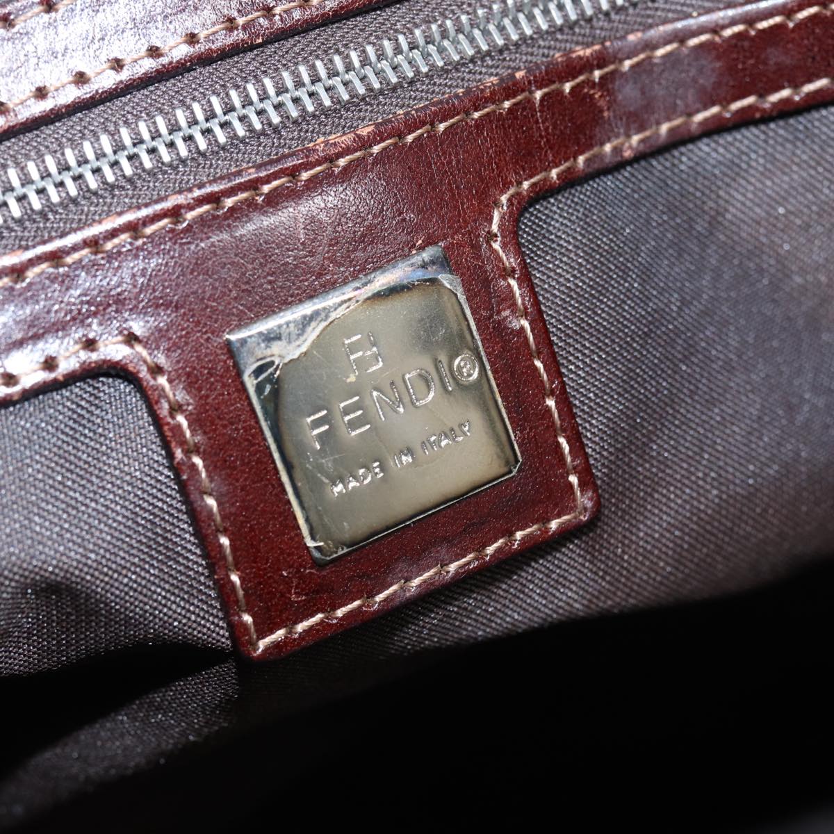 FENDI Hand Bag Corduroy Brown 87167