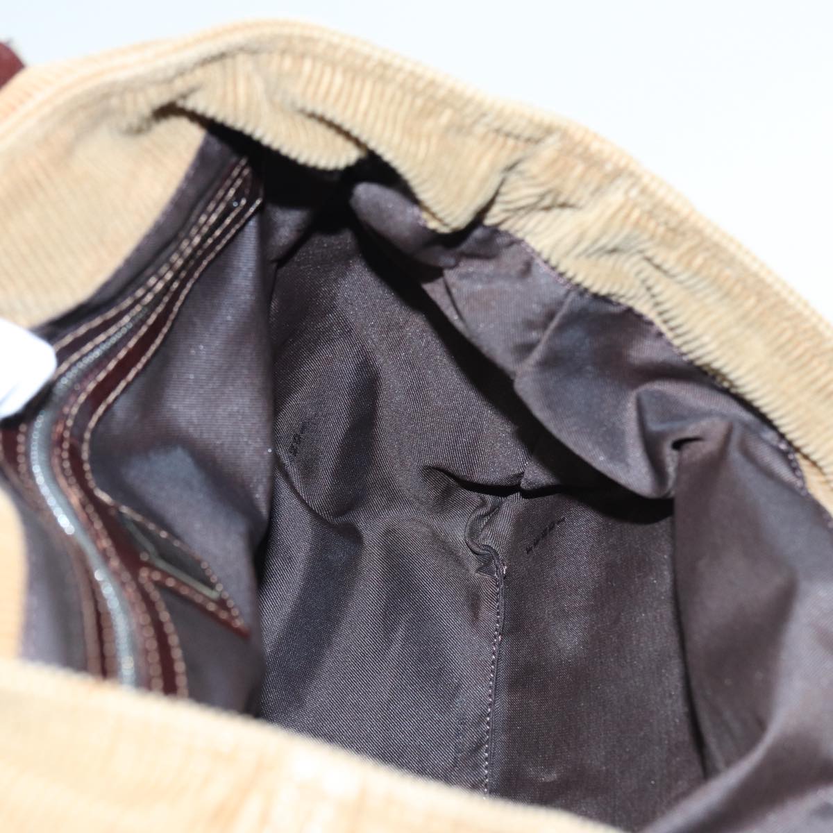 FENDI Hand Bag Corduroy Brown 87167