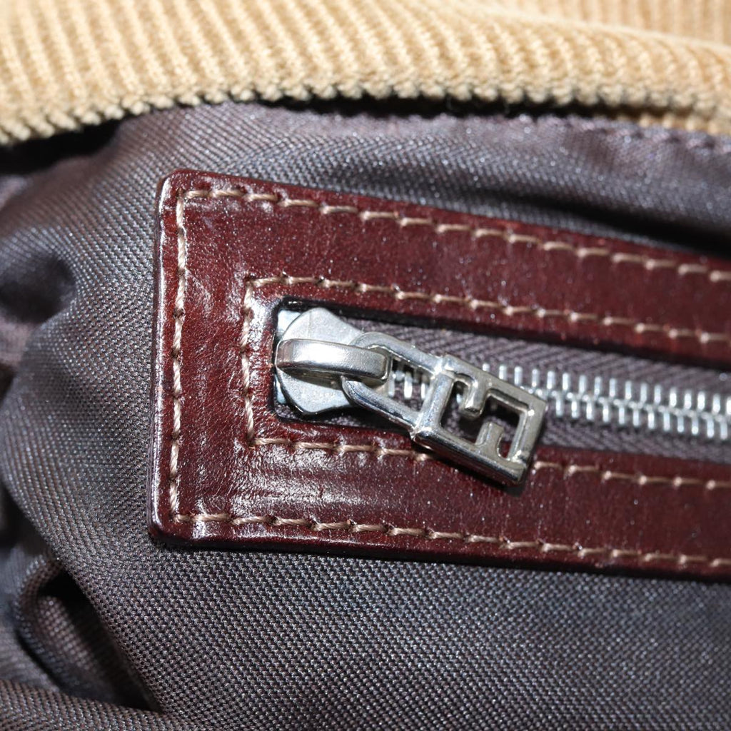 FENDI Hand Bag Corduroy Brown 87167