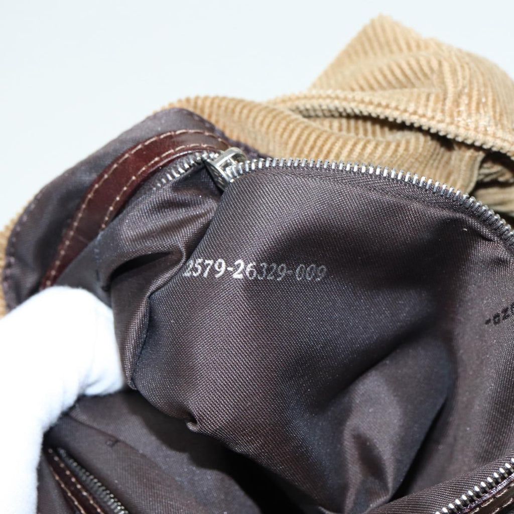FENDI Hand Bag Corduroy Brown 87167