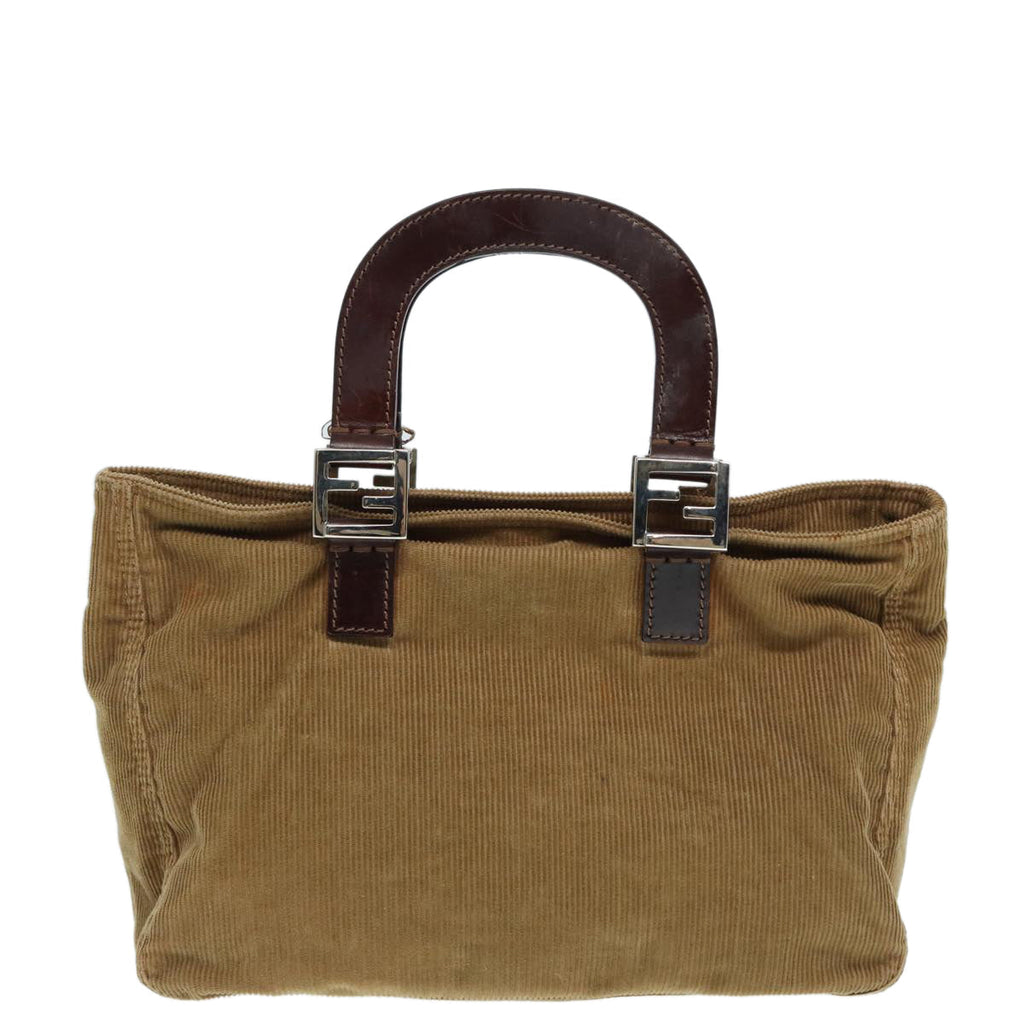 FENDI Hand Bag Corduroy Brown 87167