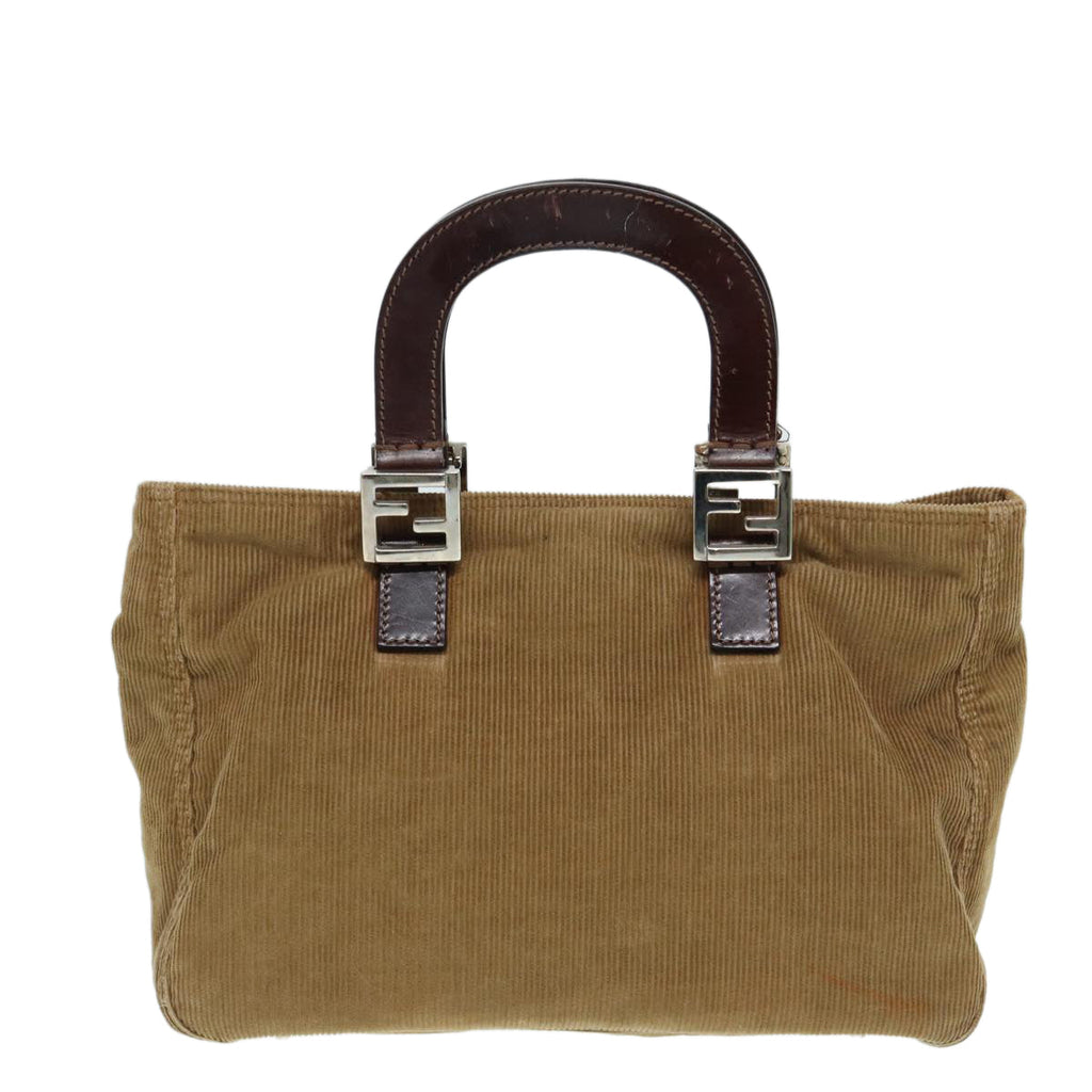 FENDI Hand Bag Corduroy Brown 87167