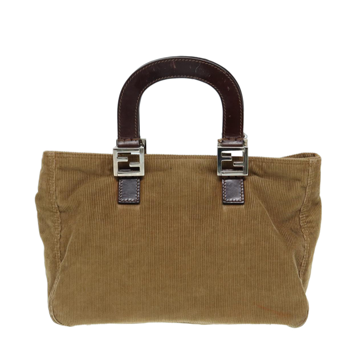 FENDI Hand Bag Corduroy Brown 87167