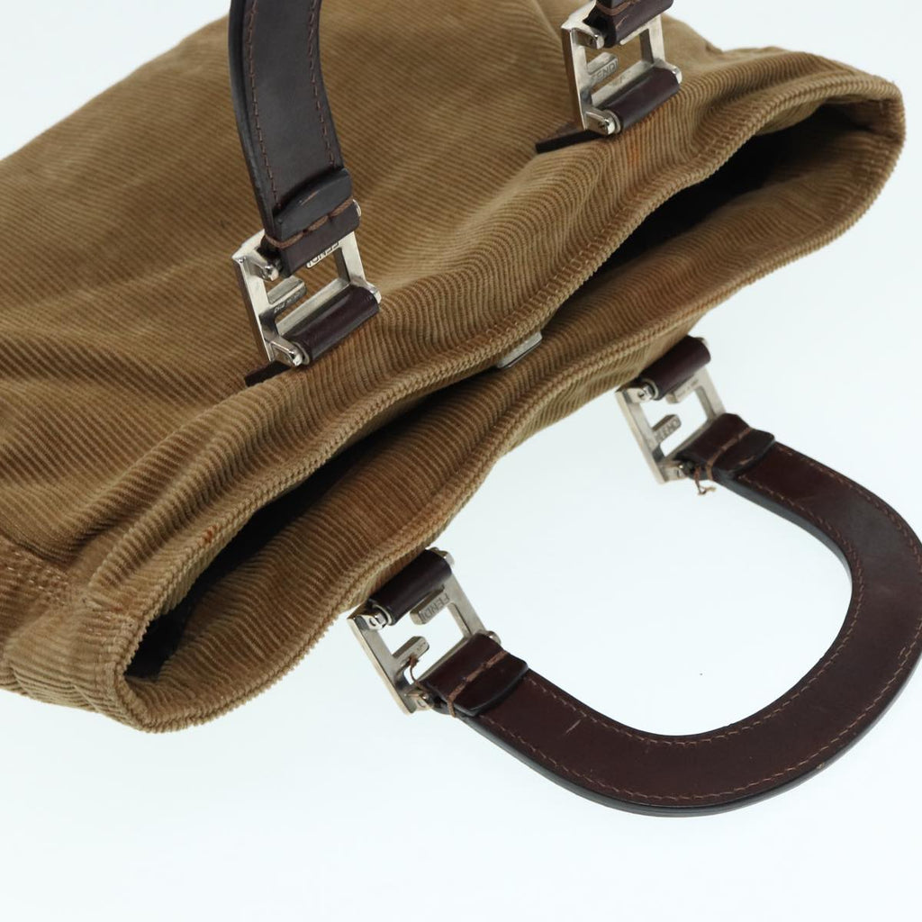 FENDI Hand Bag Corduroy Brown 87167