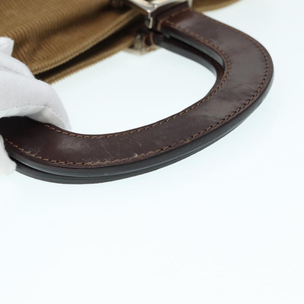 FENDI Hand Bag Corduroy Brown 87167