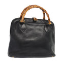 GUCCI Bamboo Hand Bag Leather Black Gold 000 2214 0289 87176