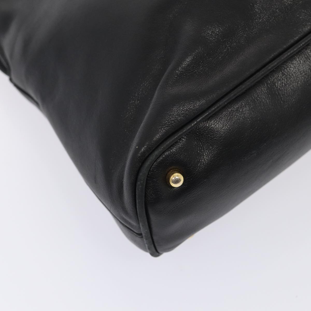 GUCCI Bamboo Hand Bag Leather Black Gold 000 2214 0289 87176