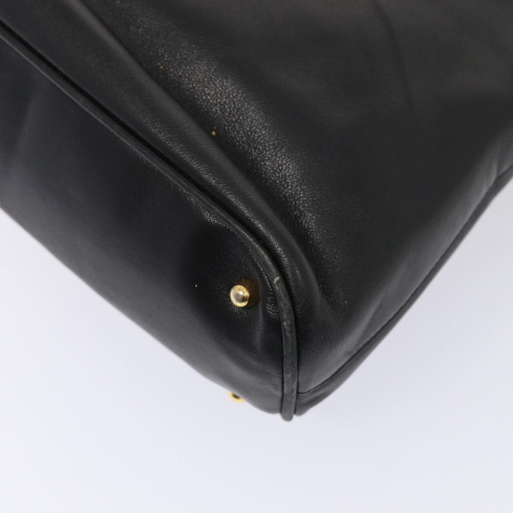 GUCCI Bamboo Hand Bag Leather Black Gold 000 2214 0289 87176