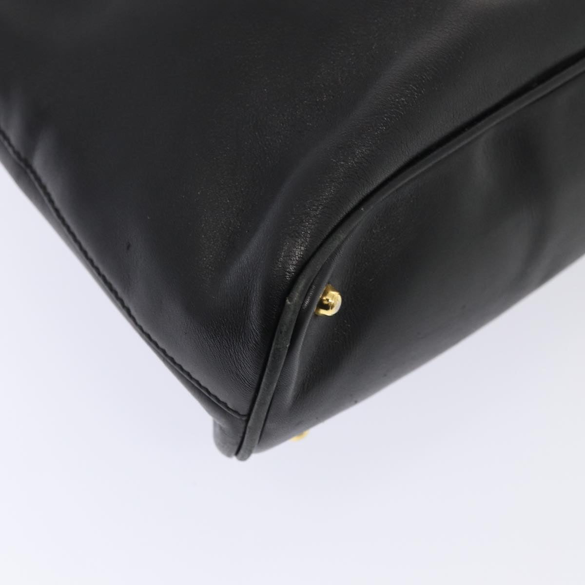 GUCCI Bamboo Hand Bag Leather Black Gold 000 2214 0289 87176