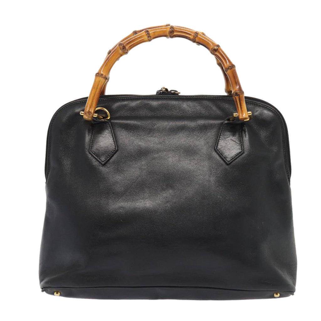 GUCCI Bamboo Hand Bag Leather Black Gold 000 2214 0289 87176